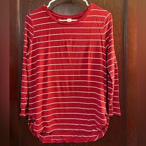 Old Navy Red and White Striped Long Sleeve Top
